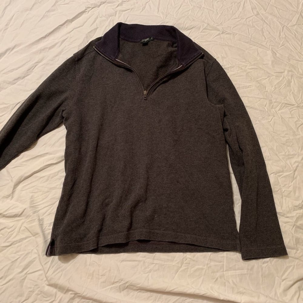 mens J crew S pullover grey 1/2 zip‎